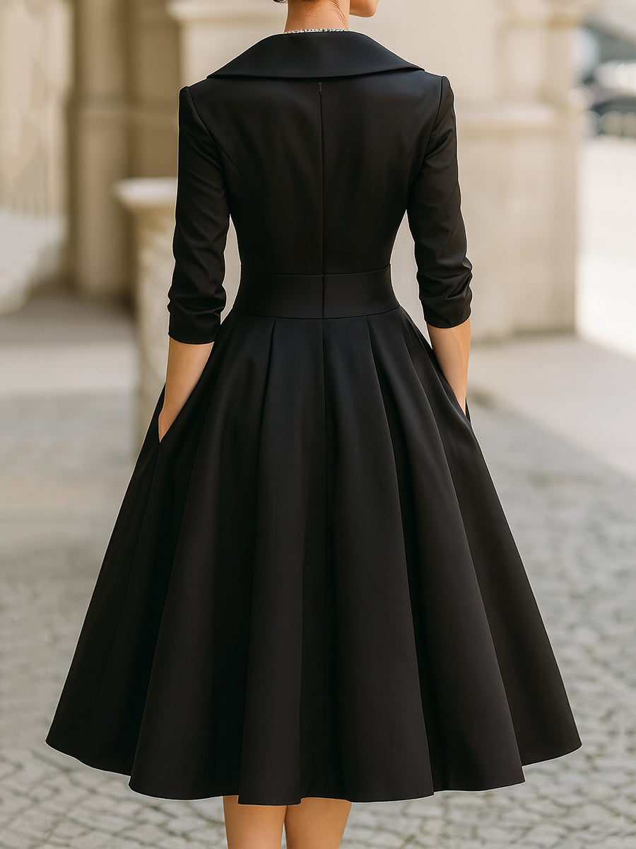 Women's Wrap Bodice A-Line Midi Dress