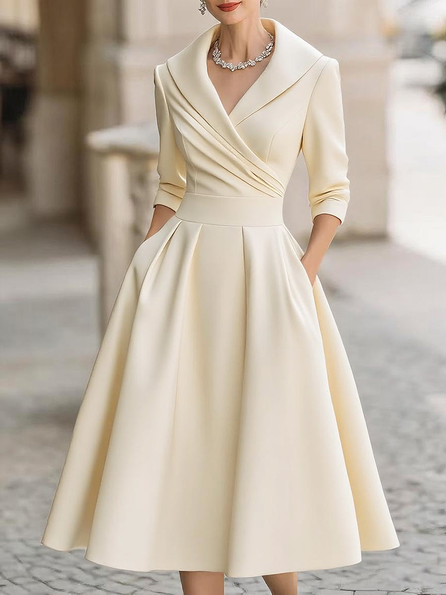 Women's Wrap Bodice A-Line Midi Dress
