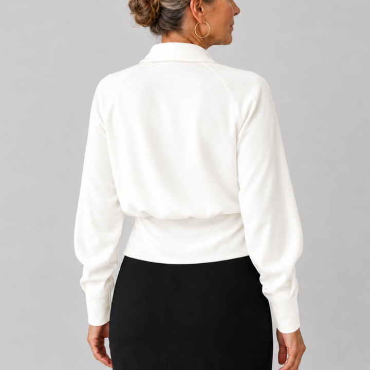 Women's Wrap Blouse Draped V-Neck Long Sleeve Crossover Top