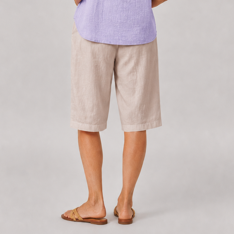 Women's Knee Length Shorts with Side Pockets and Straight Leg Fit