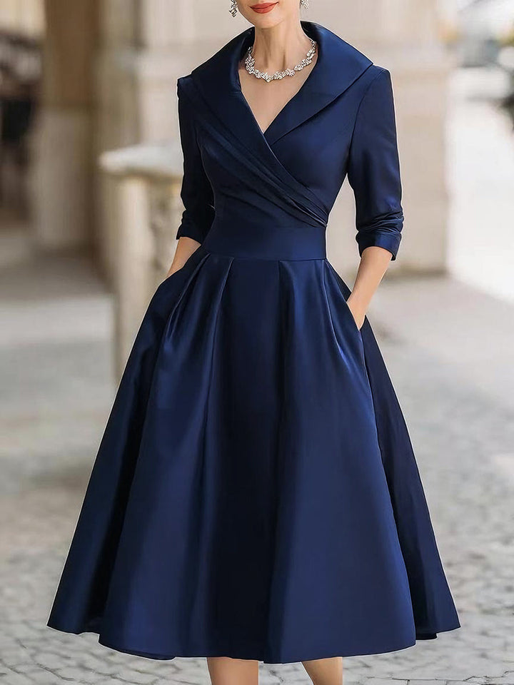 Women's Wrap Bodice A-Line Midi Dress