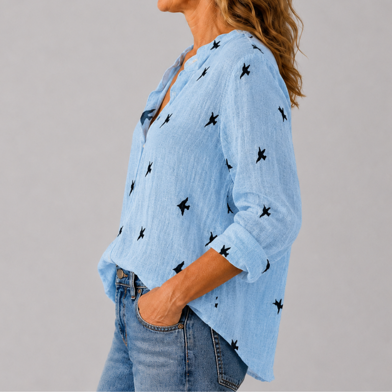 Women's Button Down Shirt Ruffle Collar Long Sleeve