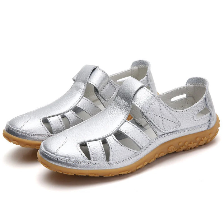 Women's Orthopedic Closed Toe Sandals Velcro Cutout Flat