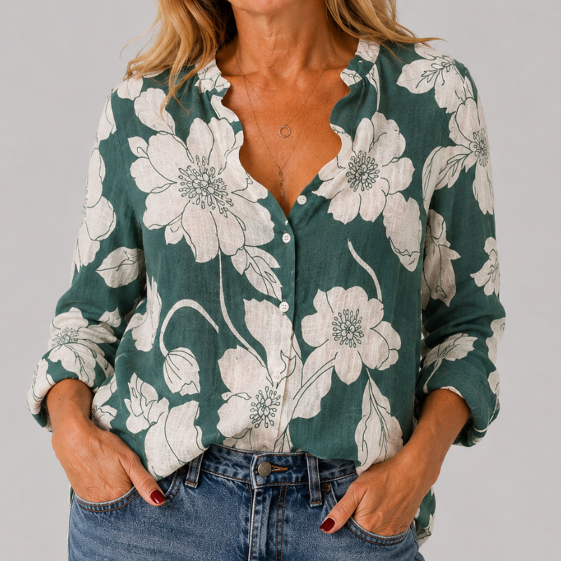 Women's Button Down Shirt Ruffle Collar Long Sleeve