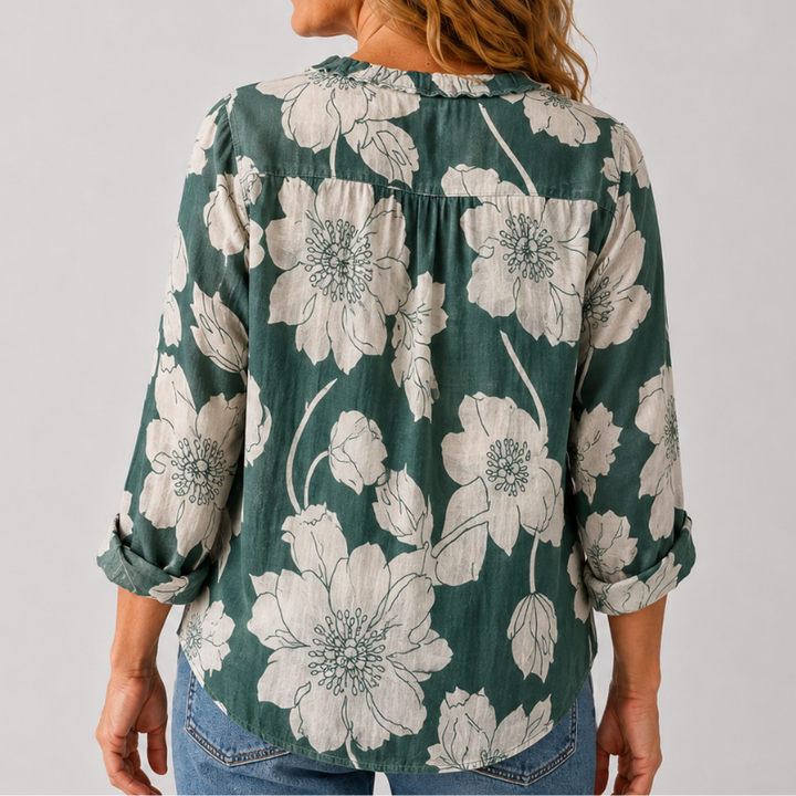 Women's Button Down Shirt Ruffle Collar Long Sleeve