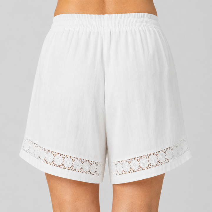 Women's Pull-On Shorts with Lace Trim Hem and Drawstring Waist