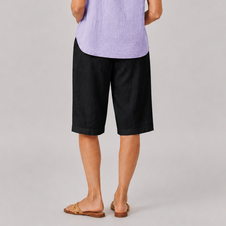 Women's Knee Length Shorts with Side Pockets and Straight Leg Fit