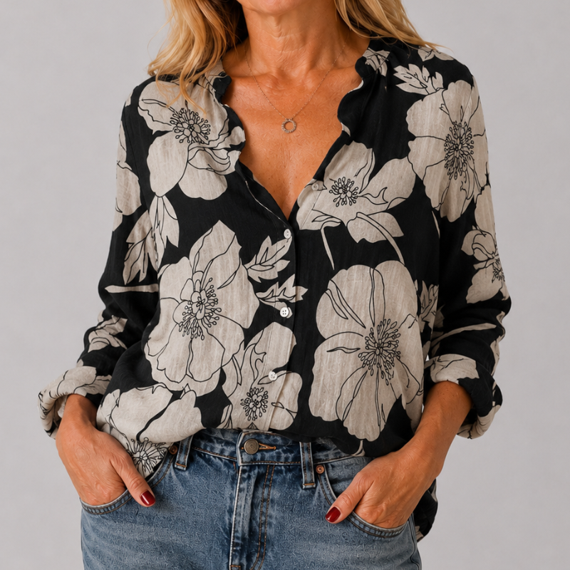 Women's Button Down Shirt Ruffle Collar Long Sleeve