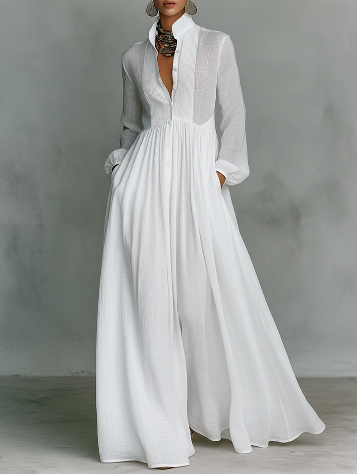 Women's Flowing Button-Front Maxi Dress