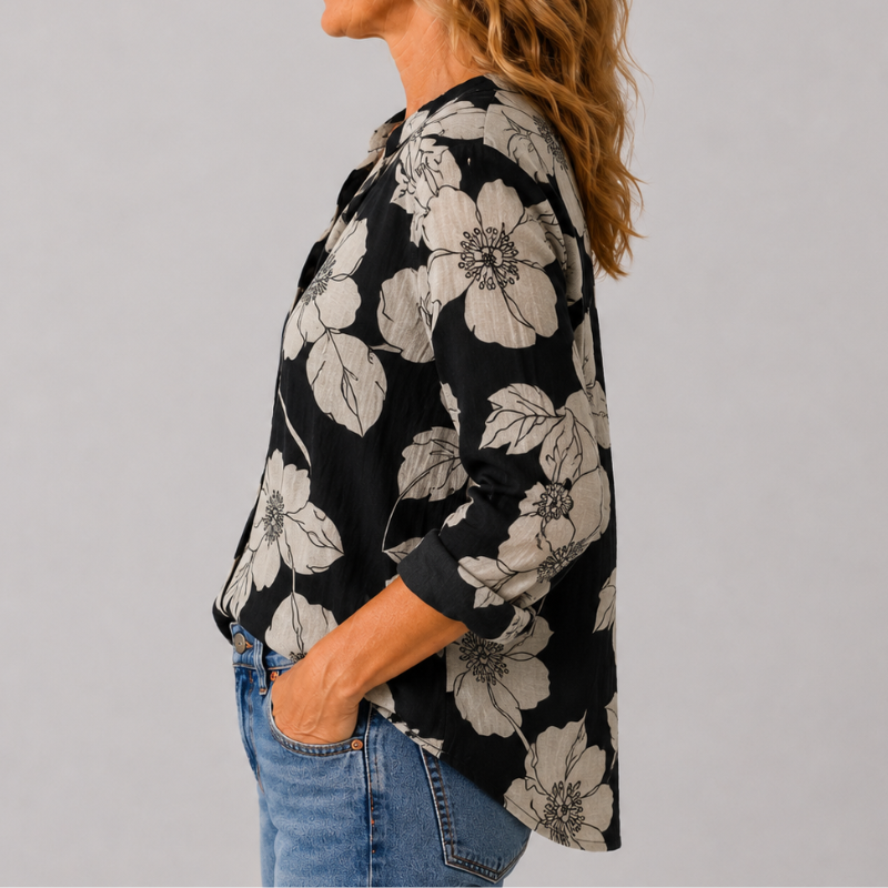 Women's Button Down Shirt Ruffle Collar Long Sleeve
