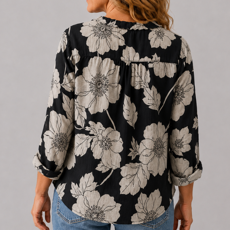 Women's Button Down Shirt Ruffle Collar Long Sleeve