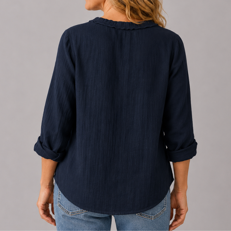 Women's Button Down Shirt Ruffle Collar Long Sleeve