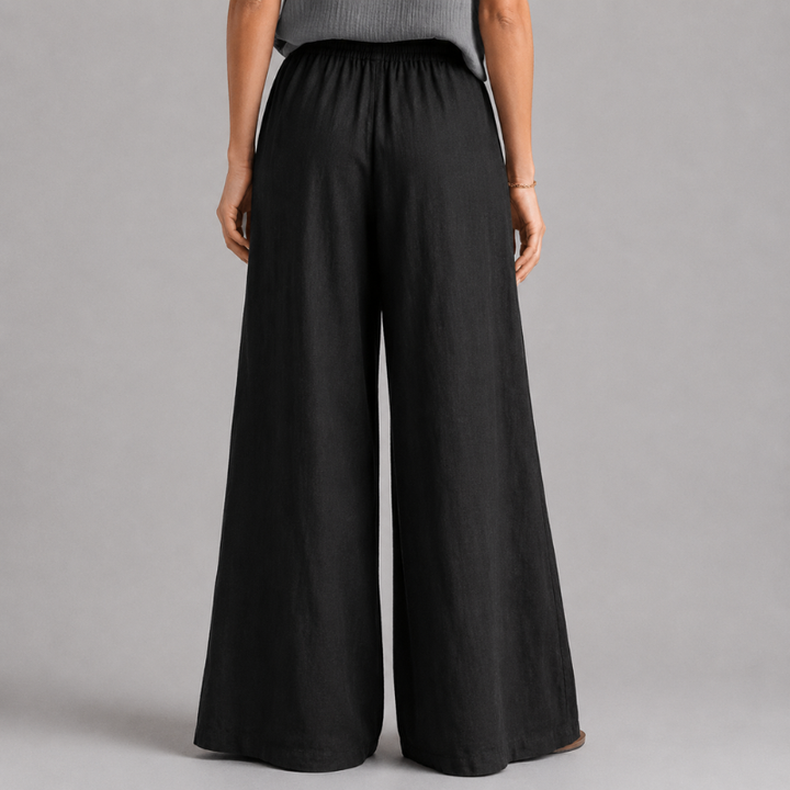 Women's Wide Leg Pants with Elastic Drawstring Waist and Side Pockets