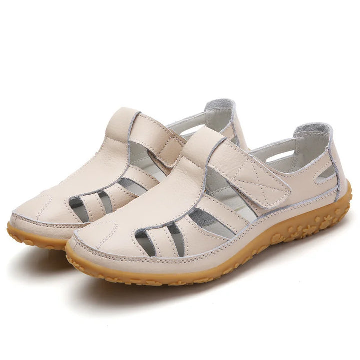 Women's Orthopedic Closed Toe Sandals Velcro Cutout Flat