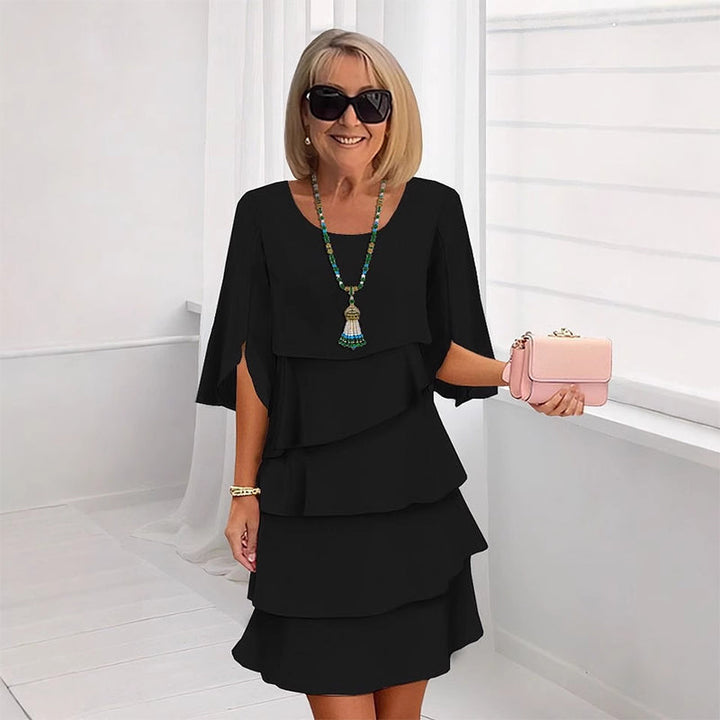 Women's Elegant Layered Ruffle Dress Butterfly Sleeve