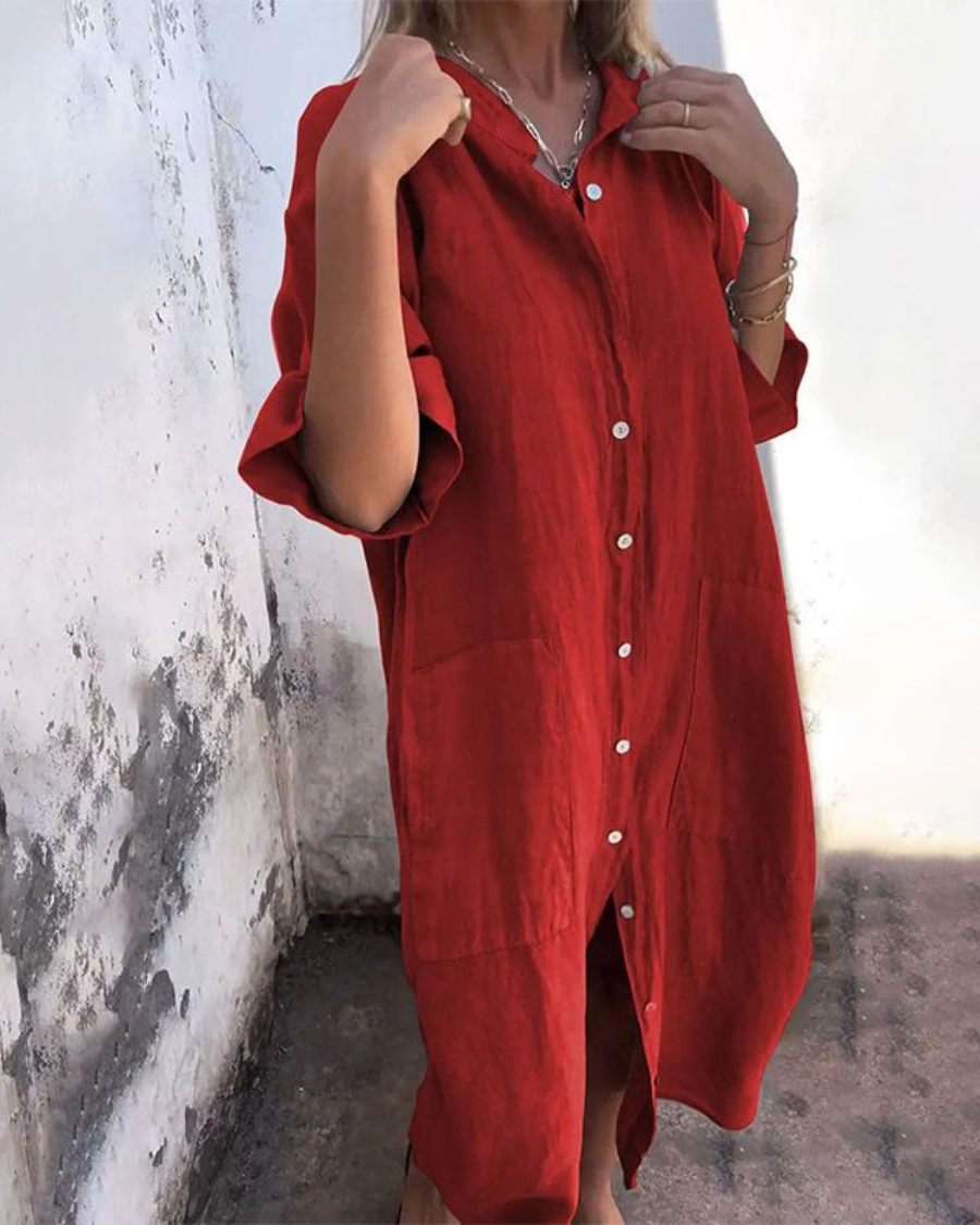 Women's Boho Oversized Shirt Dress