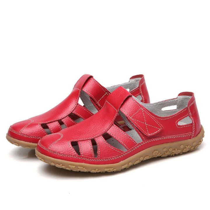 Women's Orthopedic Closed Toe Sandals Velcro Cutout Flat