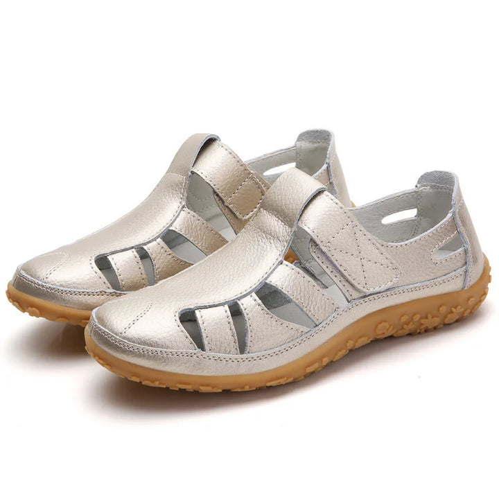 Women's Orthopedic Closed Toe Sandals Velcro Cutout Flat