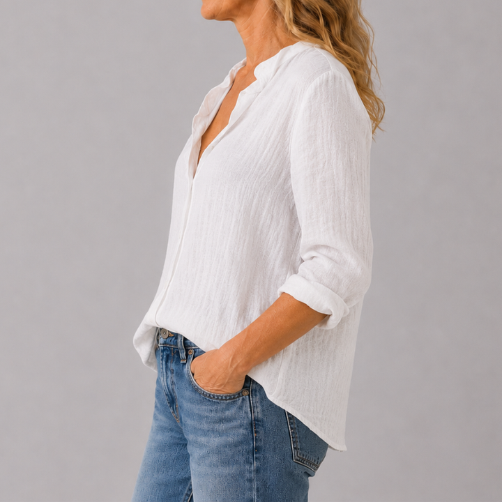 Women's Button Down Shirt Ruffle Collar Long Sleeve
