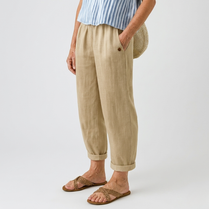 Elastic Waist Straight Leg Pants
