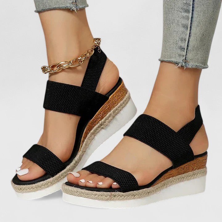 Women's Open Toe Espadrille Platform Sandals with Elastic Straps