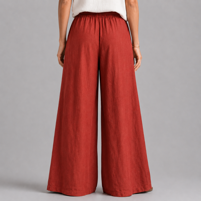 Women's Wide Leg Pants with Elastic Drawstring Waist and Side Pockets