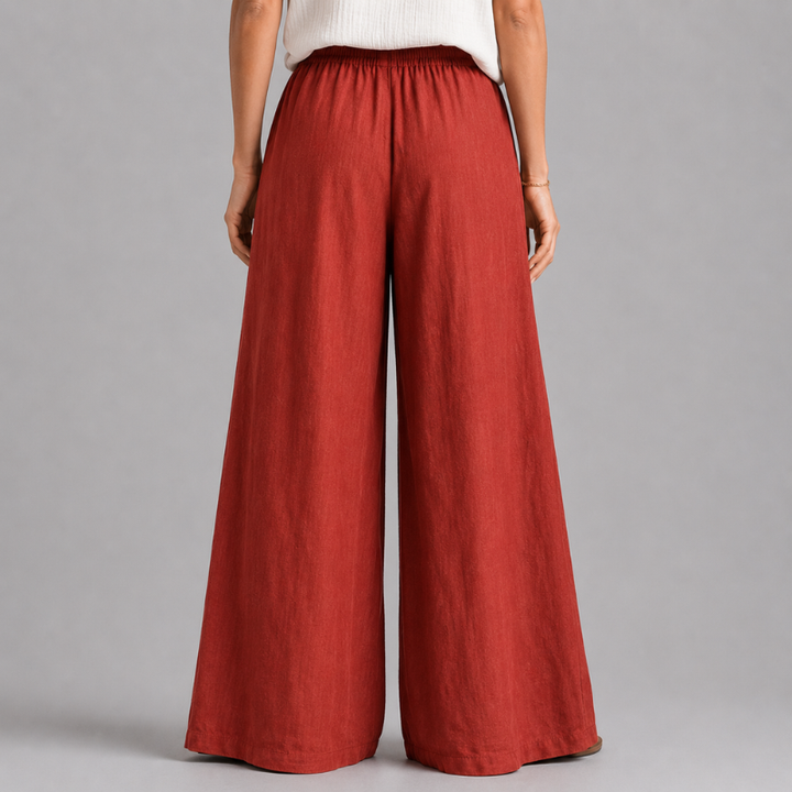 Women's Wide Leg Pants with Elastic Drawstring Waist and Side Pockets