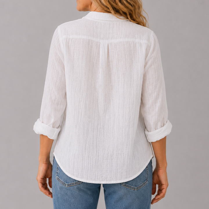 Women's Button Down Shirt Ruffle Collar Long Sleeve