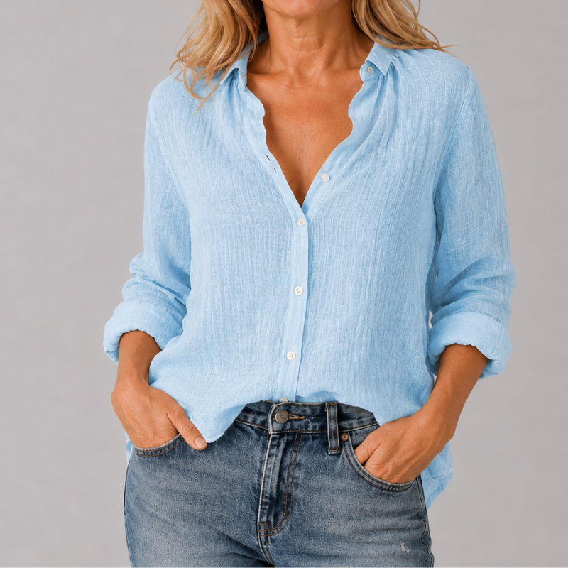 Women's Button Down Shirt Ruffle Collar Long Sleeve