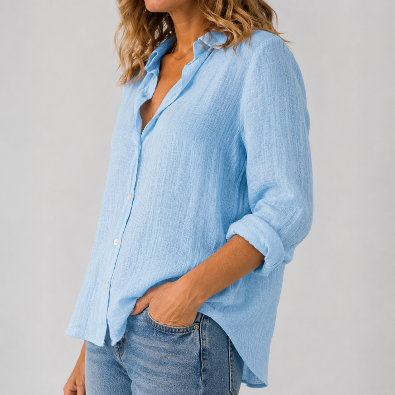 Women's Button Down Shirt Ruffle Collar Long Sleeve