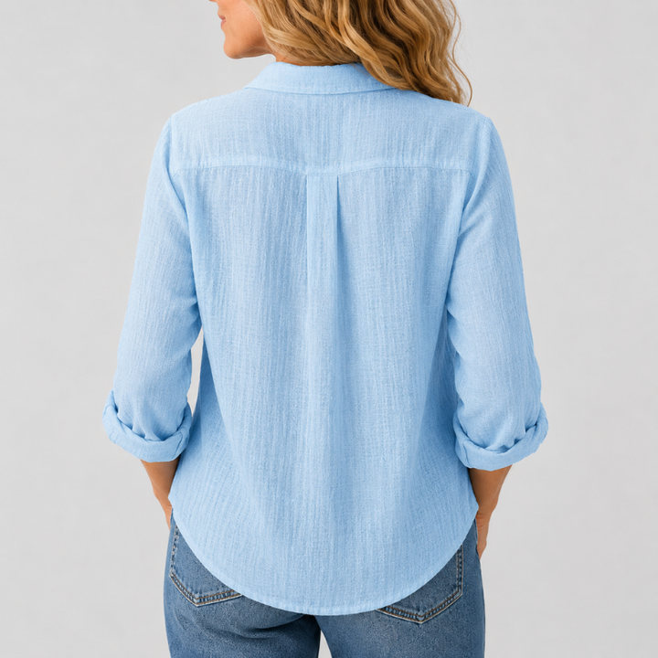 Women's Button Down Shirt Ruffle Collar Long Sleeve