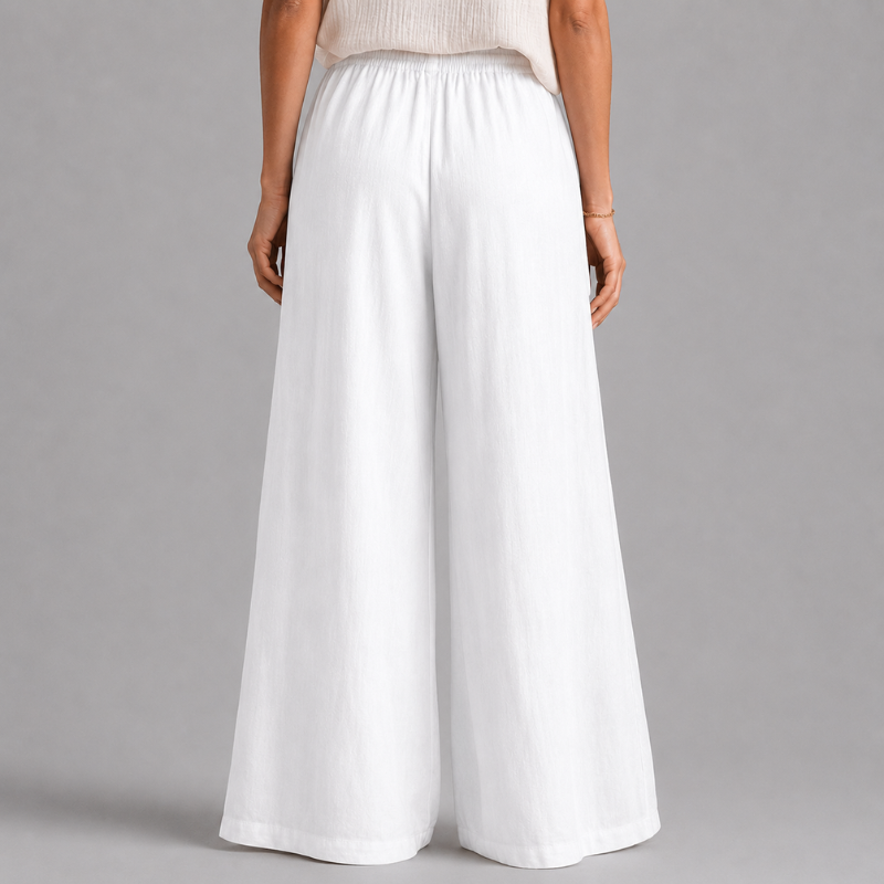 Women's Wide Leg Pants with Elastic Drawstring Waist and Side Pockets