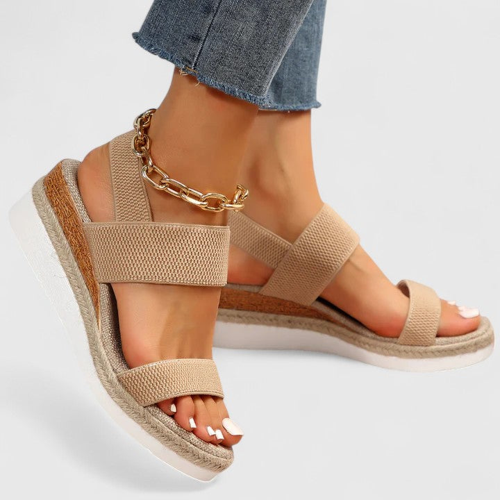 Women's Open Toe Espadrille Platform Sandals with Elastic Straps