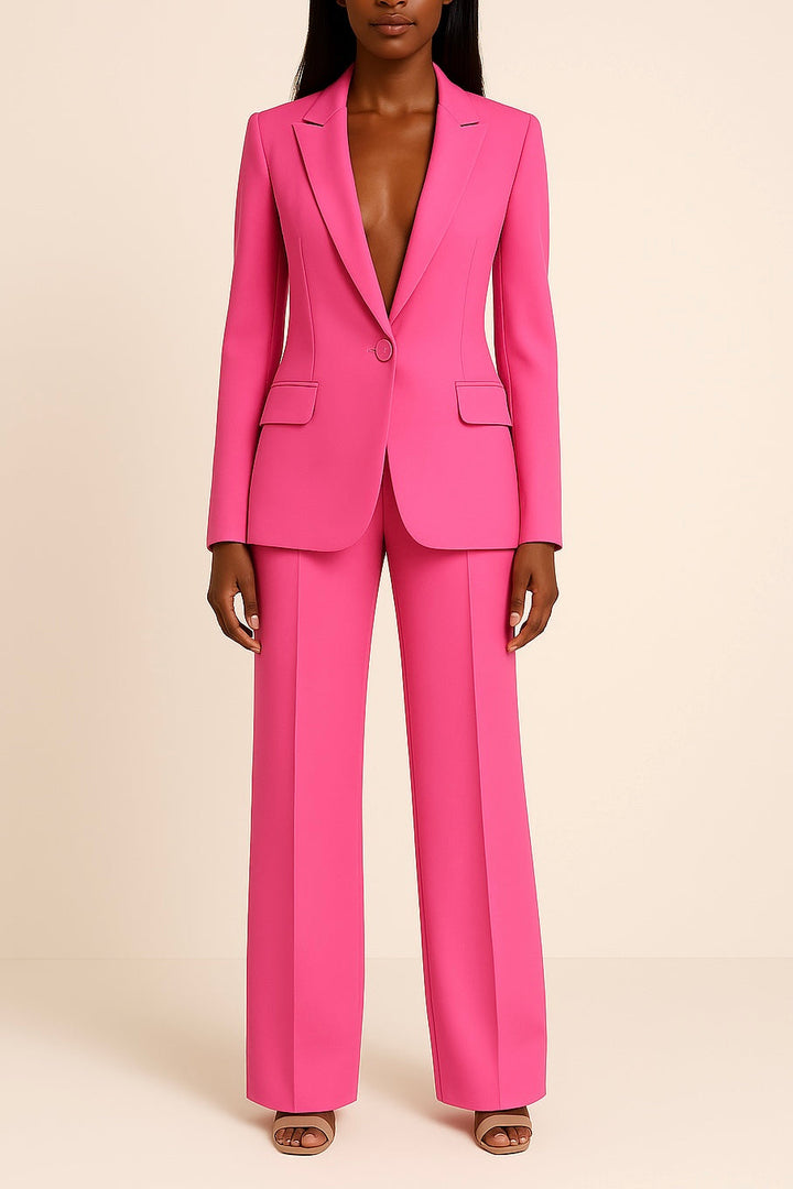 Women's Formal Suit Set with Tailored Blazer and Wide-Leg Pants