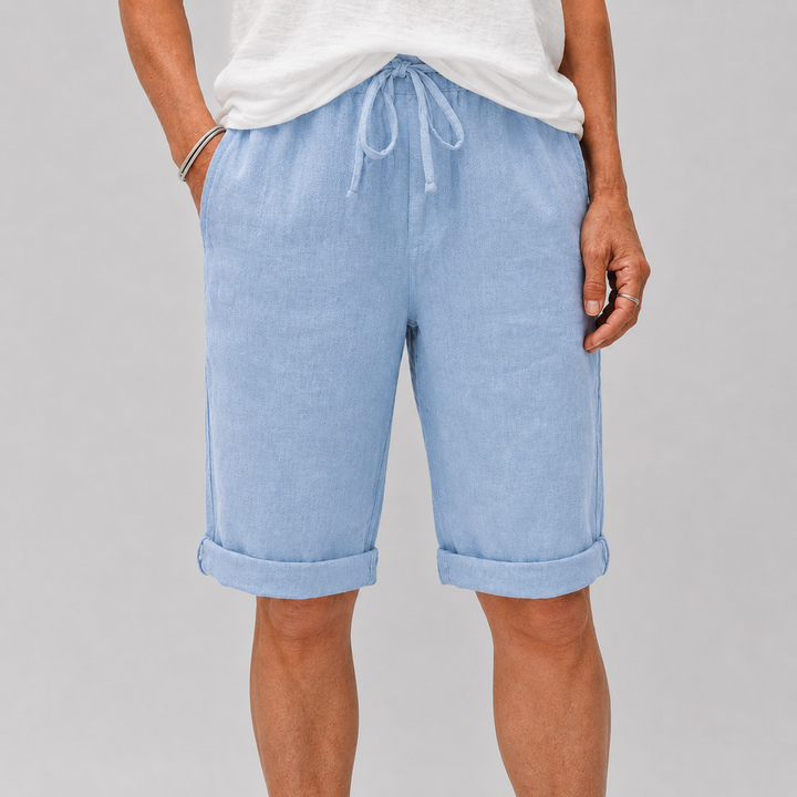 Women's Casual Cropped Pants with Elasticated Drawstring Waist and Roll-Up Hem