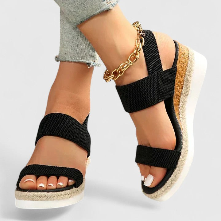 Women's Open Toe Espadrille Platform Sandals with Elastic Straps
