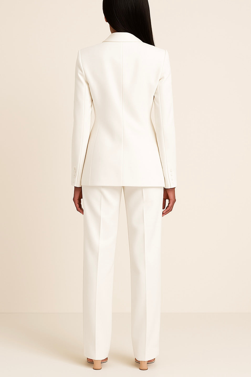 Women's Formal Suit Set with Tailored Blazer and Wide-Leg Pants