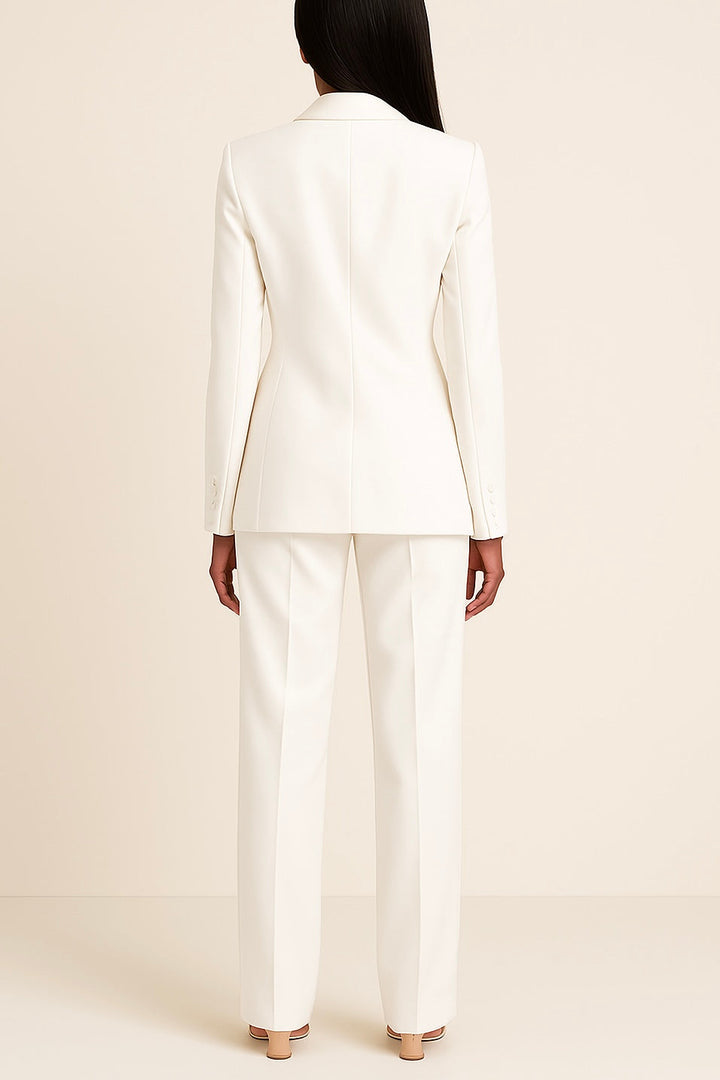 Women's Formal Suit Set with Tailored Blazer and Wide-Leg Pants