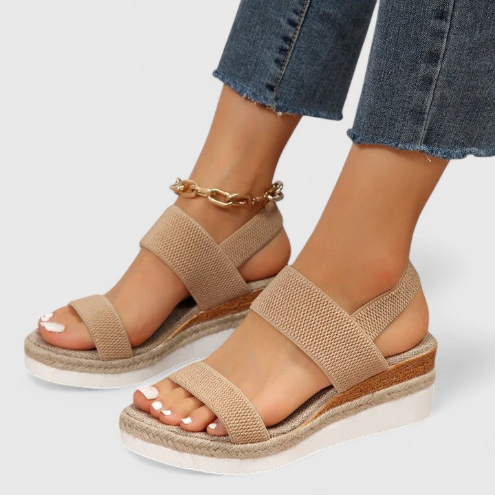 Women's Open Toe Espadrille Platform Sandals with Elastic Straps