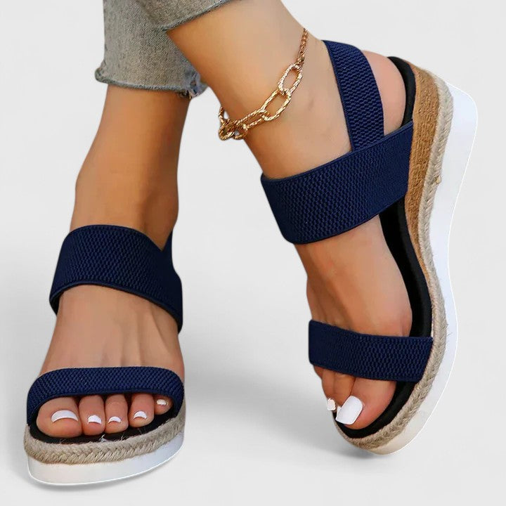 Women's Open Toe Espadrille Platform Sandals with Elastic Straps
