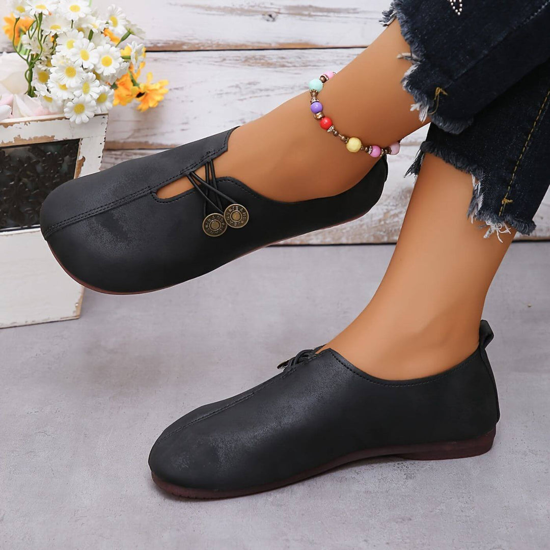 Women's Orthopedic Slip-On Loafer Flat Elastic Lace Detail