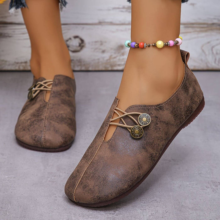 Women's Orthopedic Slip-On Loafer Flat Elastic Lace Detail