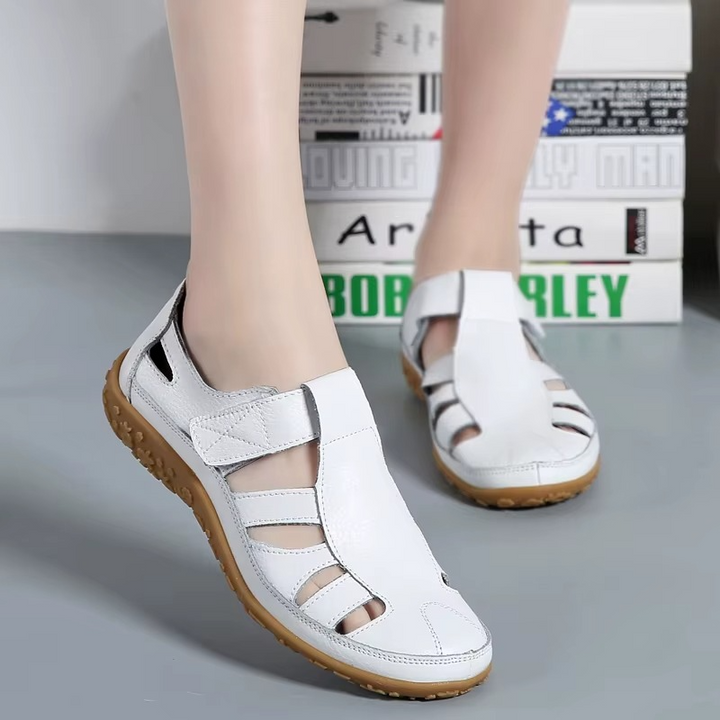Women's Orthopedic Closed Toe Sandals Velcro Cutout Flat