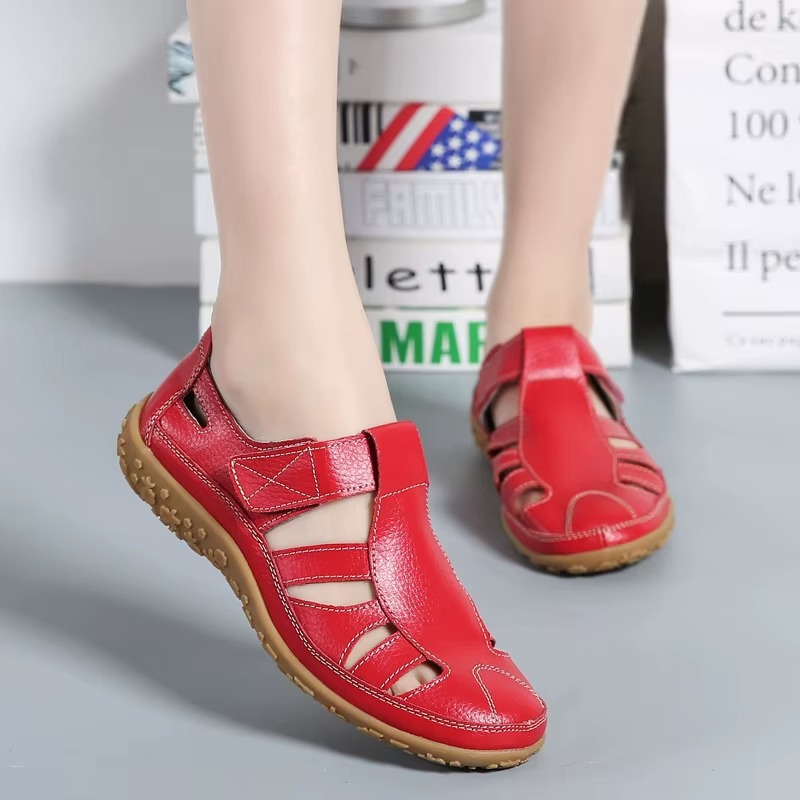 Women's Orthopedic Closed Toe Sandals Velcro Cutout Flat