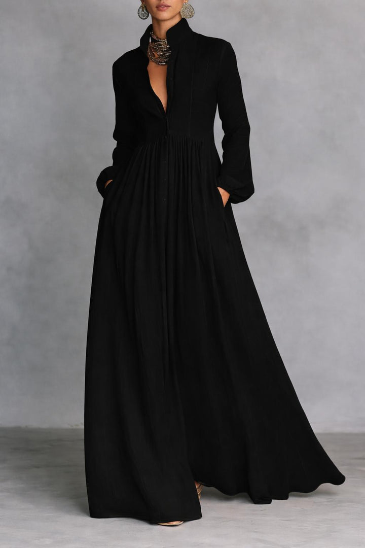 Women's Flowing Button-Front Maxi Dress