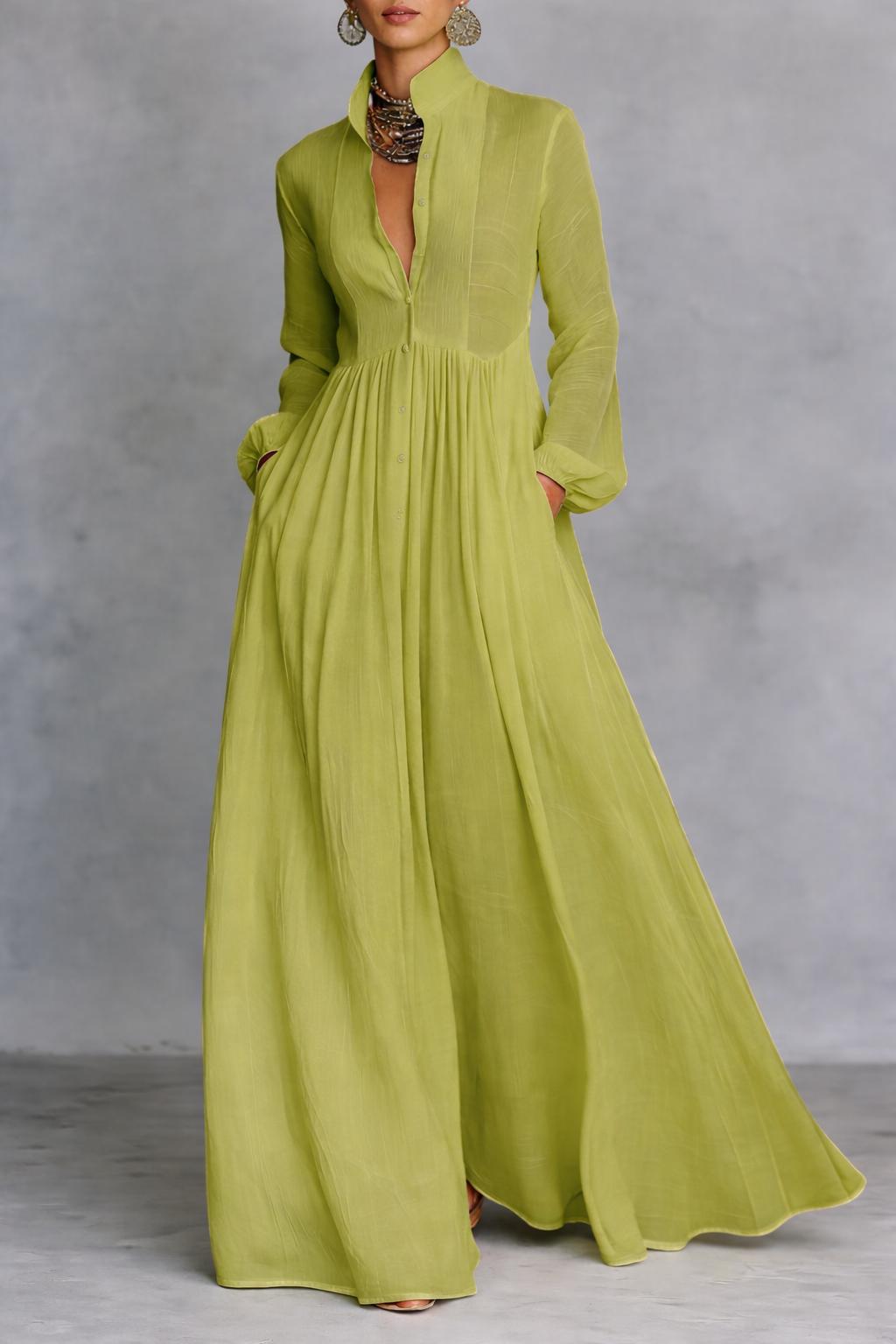 Women's Flowing Button-Front Maxi Dress