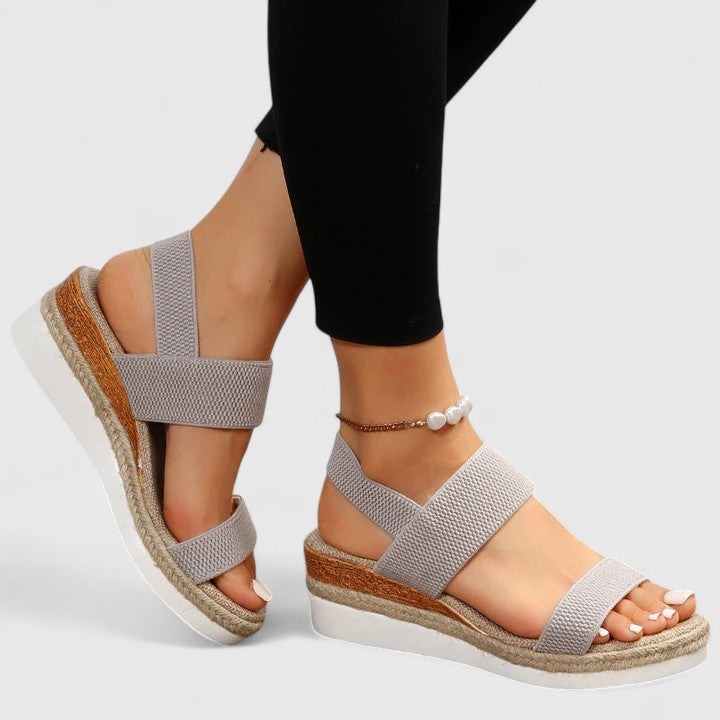 Women's Open Toe Espadrille Platform Sandals with Elastic Straps