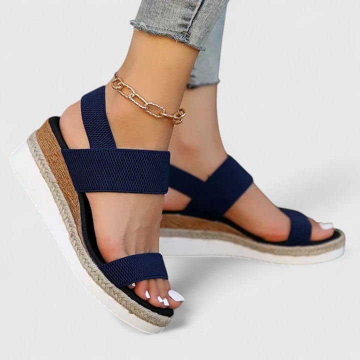 Women's Open Toe Espadrille Platform Sandals with Elastic Straps