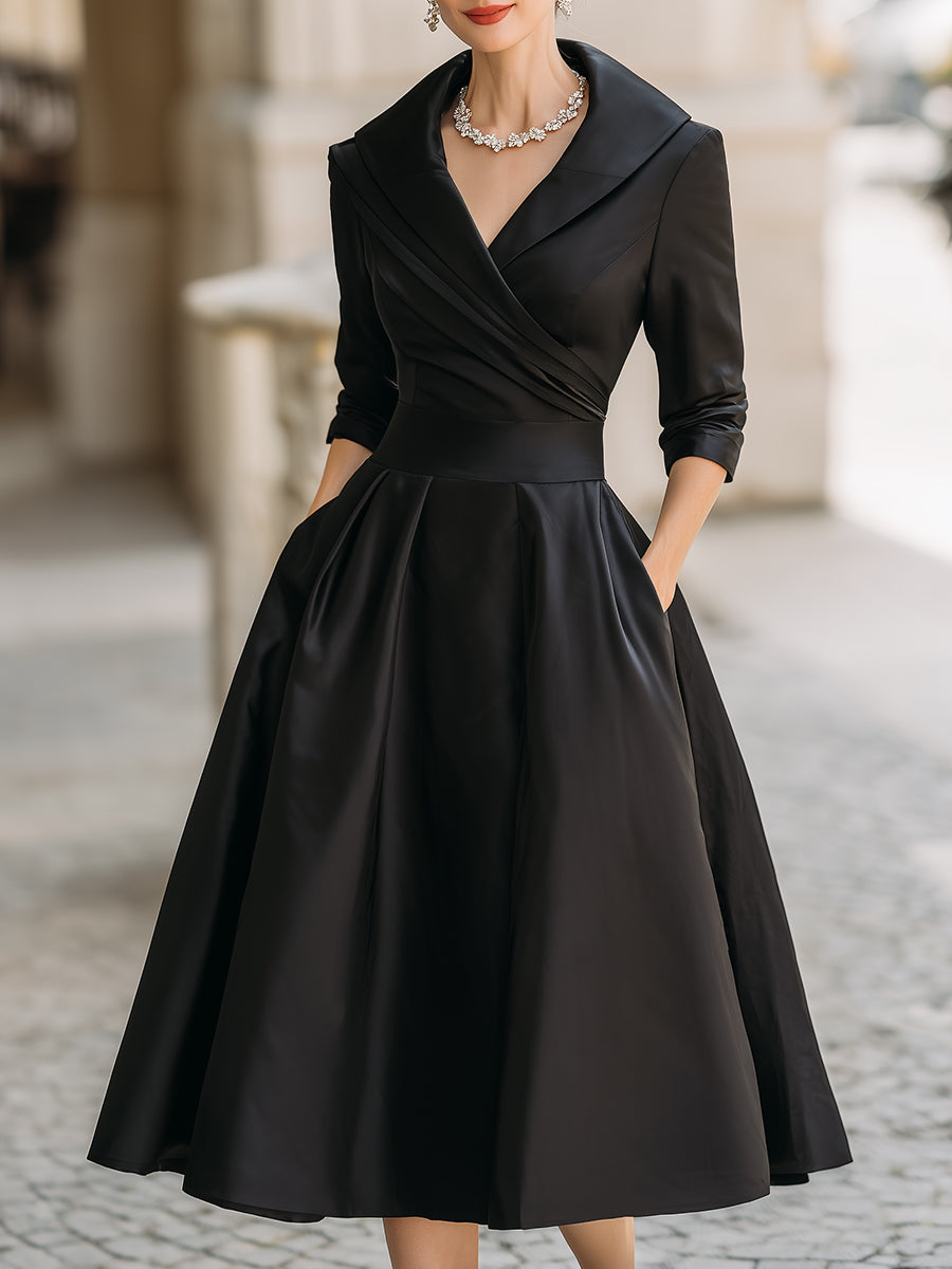 Women's Wrap Bodice A-Line Midi Dress