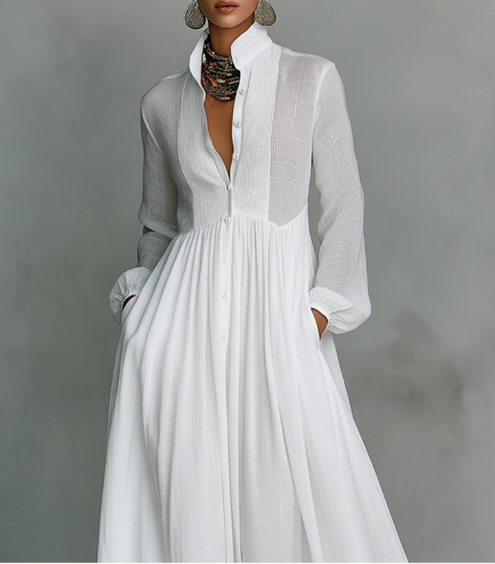 Women's Flowing Button-Front Maxi Dress